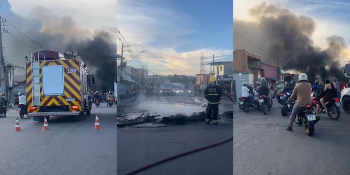 Moradores fecham avenida e protestam contra alagamentos na zona Leste de Manaus