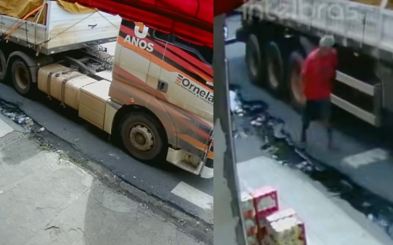 Homem fica gravemente ferido após ter perna esmagada por roda de caminhão