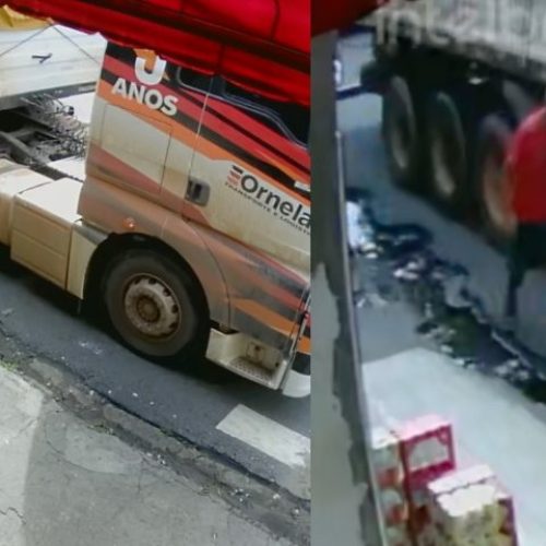Homem fica gravemente ferido após ter perna esmagada por roda de caminhão