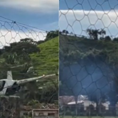 Filmagem mostra helicóptero perdendo controle e caindo ao tentar pouso em Caratinga.