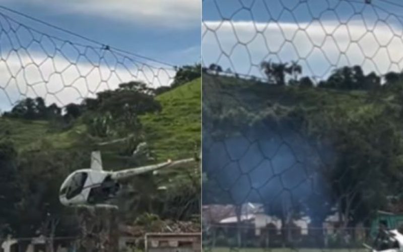 Filmagem mostra helicóptero perdendo controle e caindo ao tentar pouso em Caratinga.