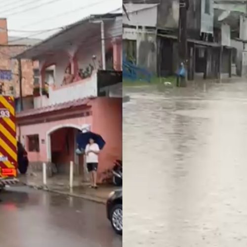 Bombeiros resgatam micro-ônibus de rota que atolou em igarapé transbordado no Armando Mendes