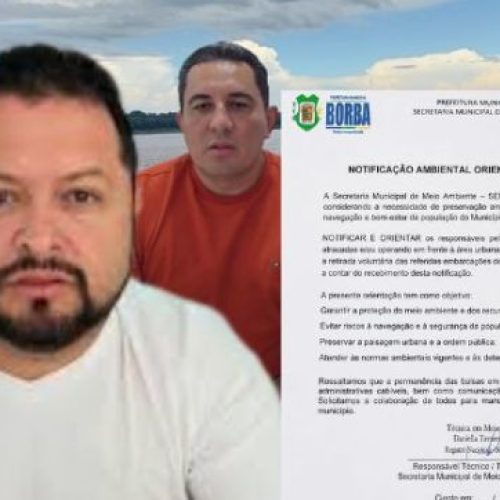 PREFEITO TOCO SANTANA DÁ PRAZO DE 24 HORAS PARA RETIRADA DE BALSAS DE GARIMPO E SITUAÇÃO EXPÕE ANOS DE FALTA DE REGULARIZAÇÃO NO MUNICÍPIO DE BORBA, INTERIOR DO AMAZONAS