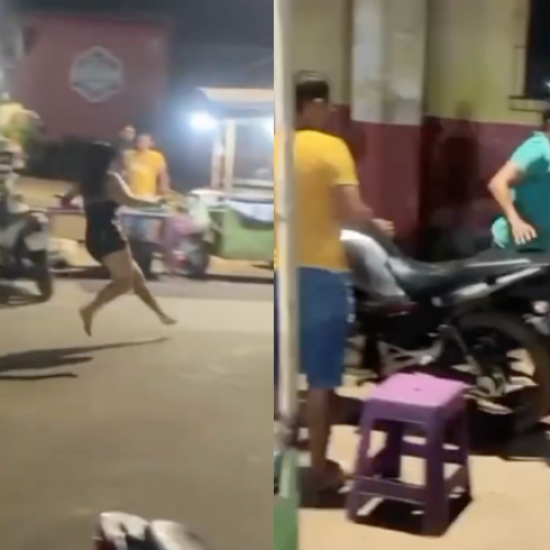 População “dá lição” em homem que tentou dar golpe de terçado em mulher no meio da rua