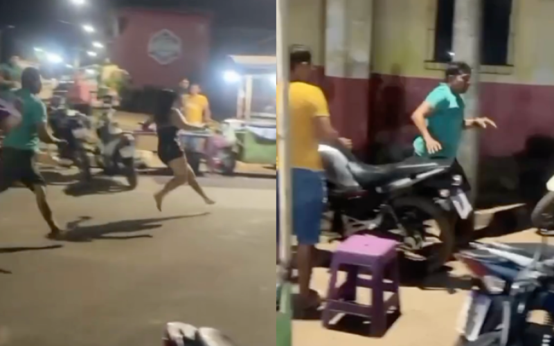 População “dá lição” em homem que tentou dar golpe de terçado em mulher no meio da rua