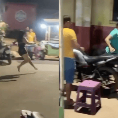População “dá lição” em homem que tentou dar golpe de terçado em mulher no meio da rua