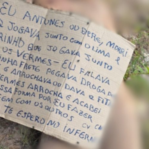 Cadáver é encontrado com bilhete em área de mata de Manaus