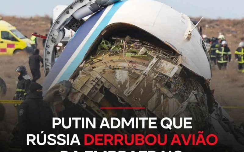 Putin admite que defesa aérea russa derrubou acidentalmente avião da Embraer no Cazaquistão