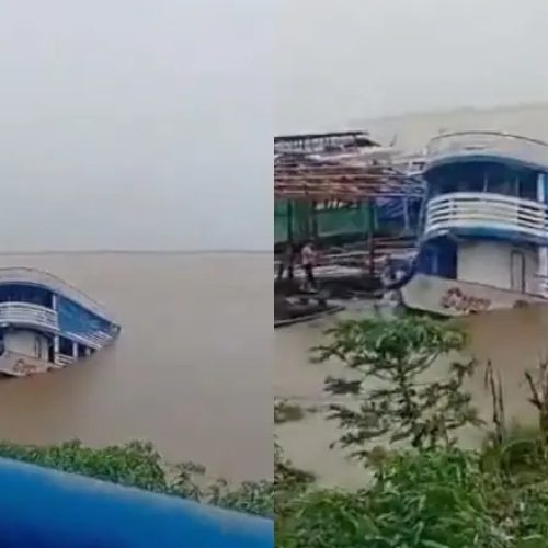 Temporal faz embarcação afundar no porto de Manacapuru