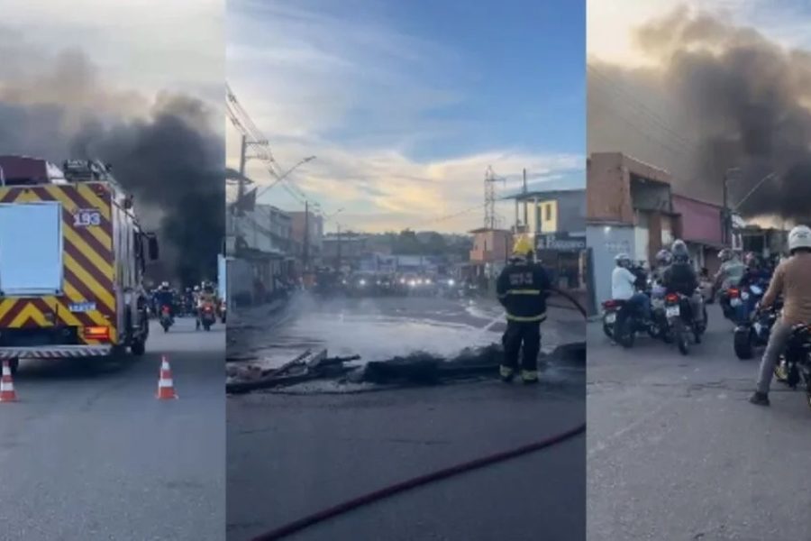 Moradores fecham avenida e protestam contra alagamentos na zona Leste de Manaus